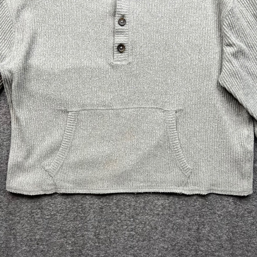 Abercrombie & Fitch Shirt Womens Medium Gray Sweater Henley Ribbed Cropped - Picture 2 of 15